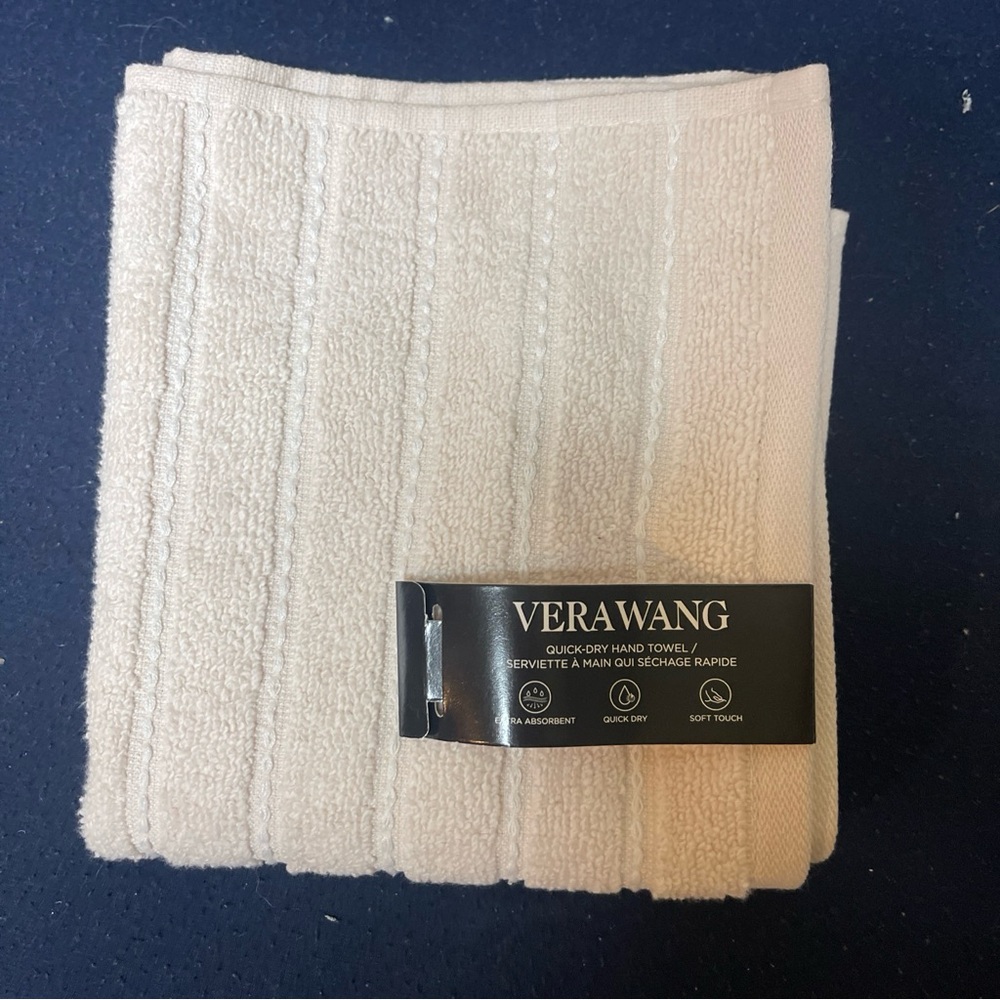 Vera Wang Geo Stitch Hand Towel Cotton Pink Salt White Color OEKO-TEX Standard